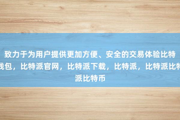 致力于为用户提供更加方便、安全的交易体验比特派钱包，比特派官网，比特派下载，比特派，比特派比特币