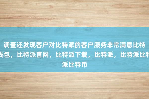 调查还发现客户对比特派的客户服务非常满意比特派钱包，比特派官网，比特派下载，比特派，比特派比特币